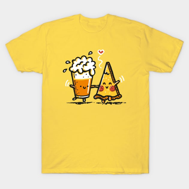 Beer and pizza T-Shirt by Walmazan